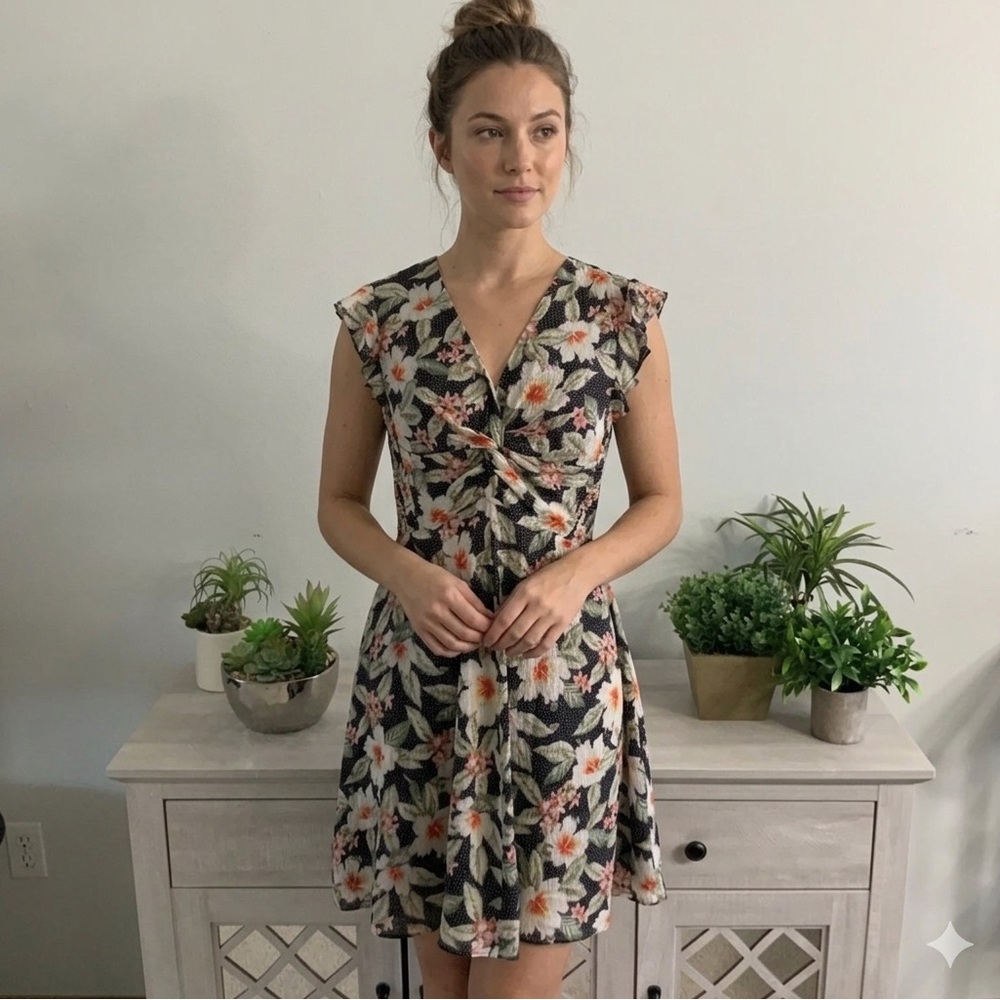 Rebecca Taylor Kamea Smocked Floral Dress Hawaiian Tropical size 4